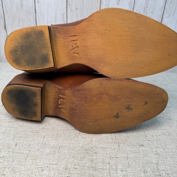 IUV Brown Faux Leather Western Cowboy Boots Women's 6 Embroidered Pull On - Picture 6 of 9